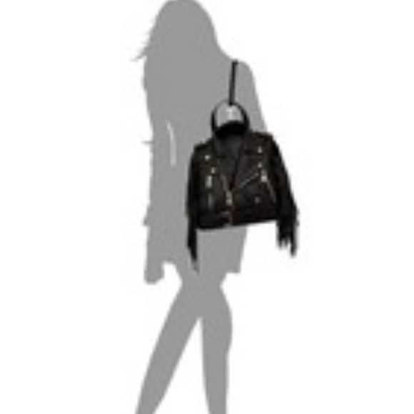 Motorcycle Jacket handbag with Fringe in Rose Gold